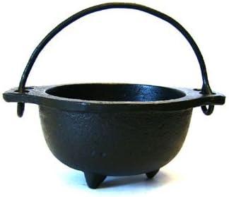 Cast Iron Cauldron w/Handle, Ideal for smudging, Incense Burning, Ritual Purpose, Decoration, Candle Holder, etc. (4" Diameter Handle to Handle, 2.5" Inside Diameter)