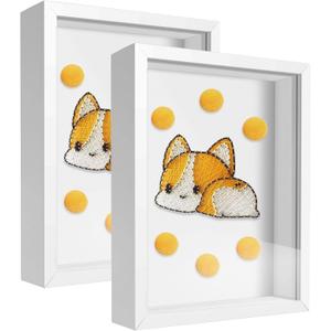 5x7 Small Shadow Box Frame Display Case, Display Case Box for Memorabilia, Medal, Wedding Memories, Crafts, Tickets and Photos (2Pcs-White, 5x7)