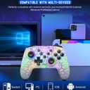 Gammeefy Switch Controller, Wireless Switch Pro Controller for Nintendo Switch/Lite/OLED, 9 Color Adjustable LED Switch Remote Compatible with PC/Android/IOS with Programmable Function (White)