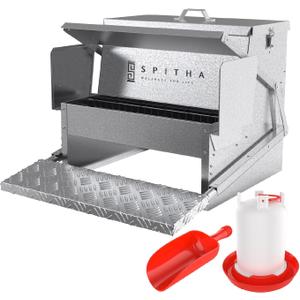 Automatic Chicken Feeder-Chicken Coop Accessories 40 lbs Treadle Chicken Feeders No Waste Steel Poultry Feeder Rodent Proof Weatherproof Comederos para Gallinas Supports 8-13 Chickens 12 Day