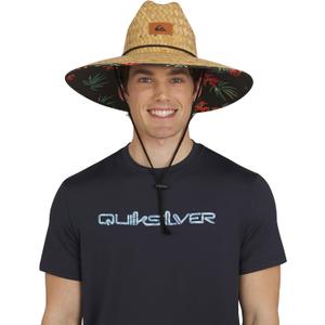Quiksilver Men's Wide Brim Outdoor Lifeguard Straw Sun Hat (Large-X-Large, Black)