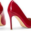 Elisabet Tang Women's High Heels Pumps Closed Pointed Toe Stiletto 4inch Heels Classic Office Special Dressy Wedding Pump Shoes (11, Red)