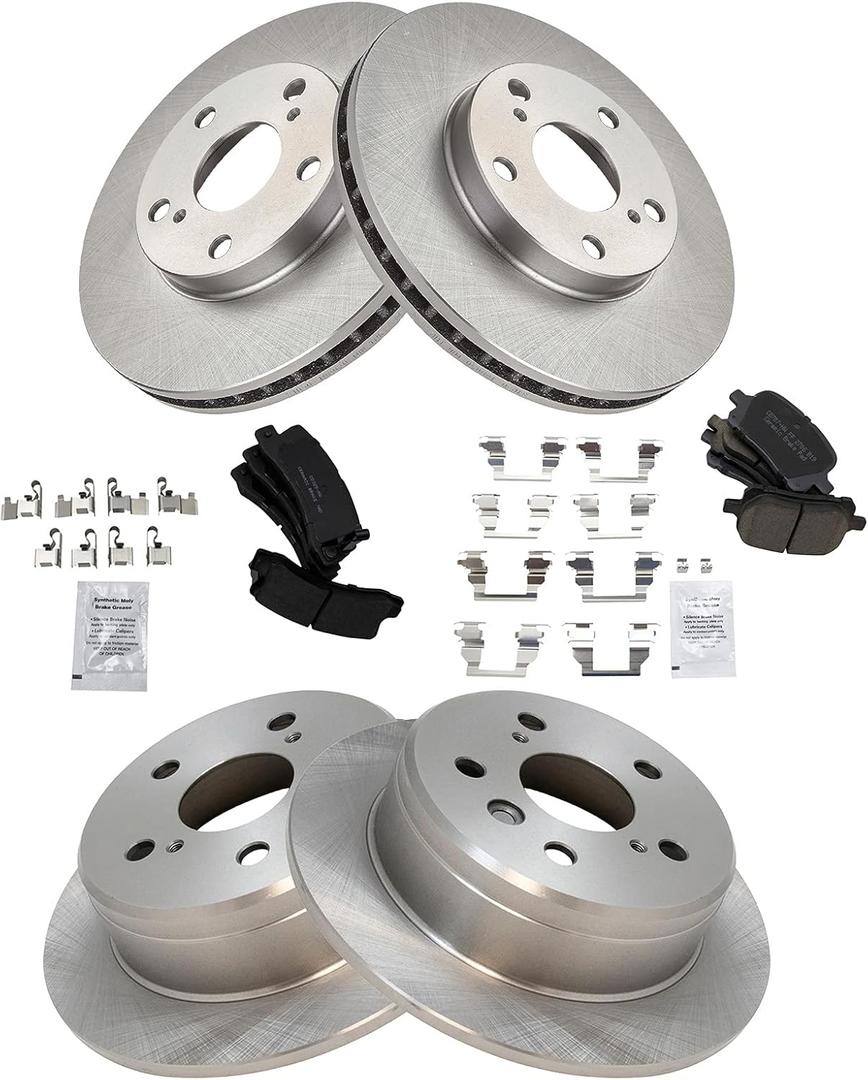 TRQ Front and Rear Brake Pad & Rotor Kit Brake Pads Brake Rotor Ceramic Compatible with 1997-1999 Lexus ES300 Toyota Camry 1999 Solara