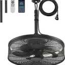 Garage Ceiling Fans with Lights and Remote,Gazebo Fans Outdoor Hanging with 6 Speeds and 3 Color Dimmable Light,Portable Plug in Ceiling Fan for Patios,Pergola(Black)