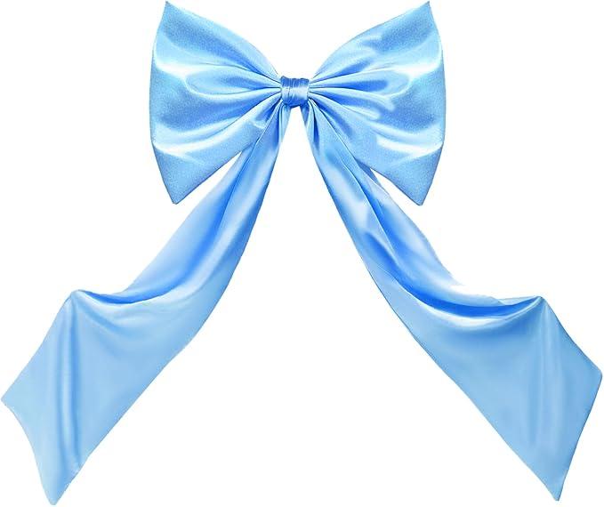 Knitgrip Large Bow Themed Party Decorations 95.7 x 68.9 Inch Giant Bow Decor Satin Ribbon Wedding Birthday Decor for Arch Wall Coquette Baby Shower Bachelorette Bridal Supplies(Blue)