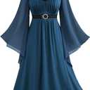 ROSE GAL Rosegal Plus Size Renaissance Costumes Dress for Women Medieval Fairy Halloween Dress (2XL, Blue)