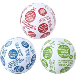 WinnerWhy 3 Pcs Coping Skills Balls 24 Inch How to Cope with Anxiety Depression Build Self Esteem for Adult Fun Group Therapy Games Activity for Teaching Learning Counseling Tool Beachball Inflatable