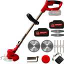 Brush Cutter Cordless Weed Wacker Electric with 3Types Blades,Weed Eater Electric Brush Cutter Battery Powered for Lawn Garden Pruning/Trimming,Included 2Pcs 4Ah Batteries,Lightweight