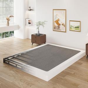 Lutown-Teen 3 Inch California King Box Spring Low Profile, Heavy Duty Metal Cali King Box Spring Bed Base with Fabric Cover, Mattress Foundation, Noise Free, Easy Assembly