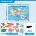 COMIX Magnetic Dry Erase Board, Educational Jigsaw Puzzle Board for Kids, 26" x 17" Adhesive 42 State USA Map Puzzle for Kids at Home Student Classroom