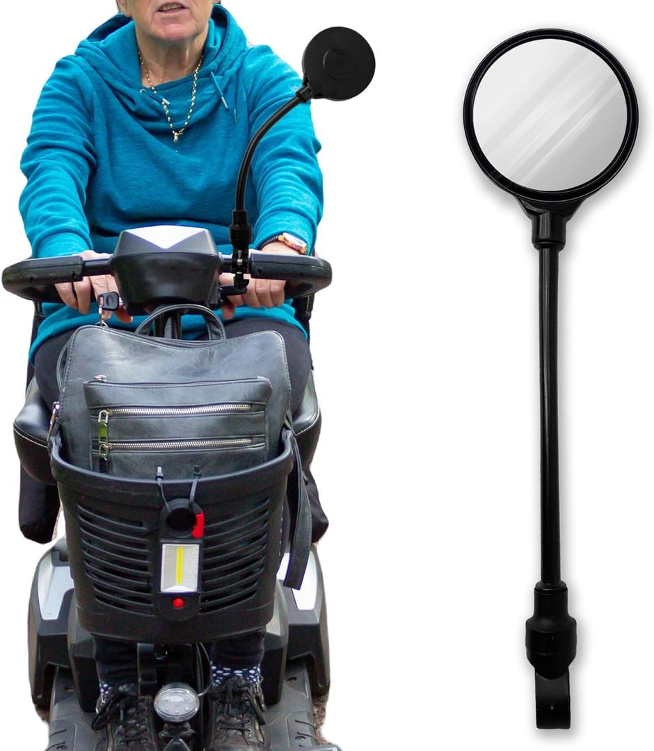 Mobility Scooter Accessories Mirror - Adjustable Rear View Mirror Gift for Wheelchair, Electric Scooter, for Elderly, Seniors