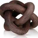 3 Link Wood Knot Decor - Hand Carved Coffee Table Decoration, Boho Chain Link Decor, Modern Shelf, Rustic Objects for Home Living Room Bedroom(Black Walnut)