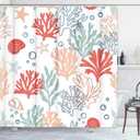 Shower Curtain, for Bathroom Decor 72" x 72", Tropical Nautical | Corals Reef, Waterproof Polyester Fabric Shower Curtains Set with Hooks