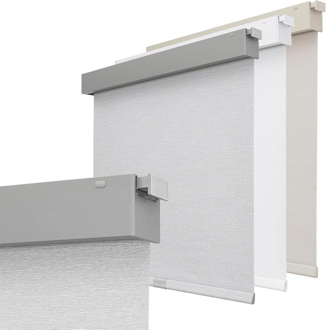 Joydeco No Drill Blackout Shades, Free-Stop Cordless Roller Shades, UV Protection, Thermal Insulated Blinds for Indoor Windows, Easy Install Window Blinds for Home and Office (Grey, 33" W X 75" H) (33"W x 75"H, Light Grey (No Drill))