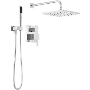 Delta Modern 14 Series Square Rain Shower System Faucet Set, Rainfall Chrome Shower Head and Handle Set, Valve Trim Kit, 10 Inch, Chrome T342701 (Valve Not Included)