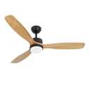 raccroc Wood 52in Flush Mount Ceiling Fans with Lights and Remote,22W LED Light,3 dark brown Wood Blades,6 Speeds,Reversible Quiet DC Motor, Natural Wood.