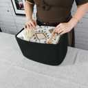 Cotton Rope storage Basket Bins 15X10X9.3 Woven Basket for Organizing Shelves Rectangle Decorative Baskets For storage Clothes Toys Books Towels Square Wicker Nursery basket organizer 3 pack black