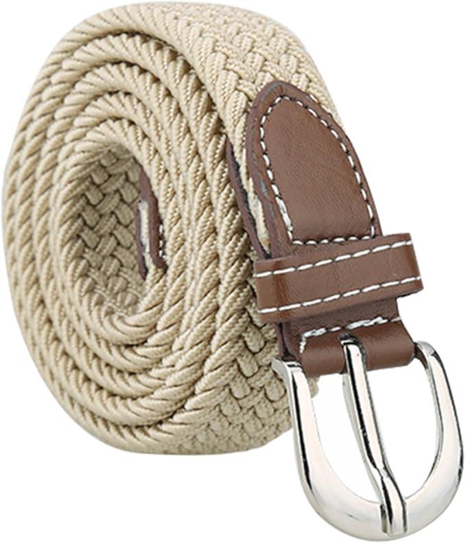 Women Elastic Stretchy Braided Woven Alloy Buckle Casual Belt Width 1 Inches