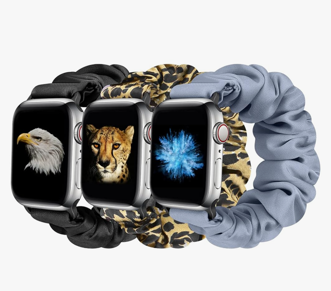 Tiptops 3 Packs Compatible with Apple Watch Bands Scrunchies 38mm-49mm Women Cloth Pattern Printed Fabric Wristbands Straps Elastic for iWatch Ultra 2 Series 10/9/8/7/6/5/4/3/2/1/SE