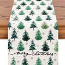 OTOSTAR Snowflake Christmas Tree Black Merry Christmas Table Runner, Xmas Seasonal Winter Holiday Kitchen Dining Table Decoration for Home Party Decor 13x90 Inch