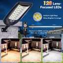 MMKT Solar Street Lights Outdoor, 3 Color Warm White LED Dusk to Dawn IP65 Waterproof Solar Flood Light with Motion Sensor and Remote Control for Outside Path, Yard, Garden, Walkway