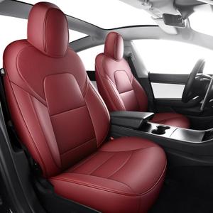 Chezope Full Set Leather Seat Covers for Tesla Model 3 2017-2023, Waterproof Car Seat Protector for All-Season Protection Durability (Model 3 Red,2017-2023) Chezope Full Set Leather Seat Covers for Tesla Model 3 2017-2023, Waterproof Car Seat Protector for All-Season Protection Durability (Model 3 Red,2017-2023)