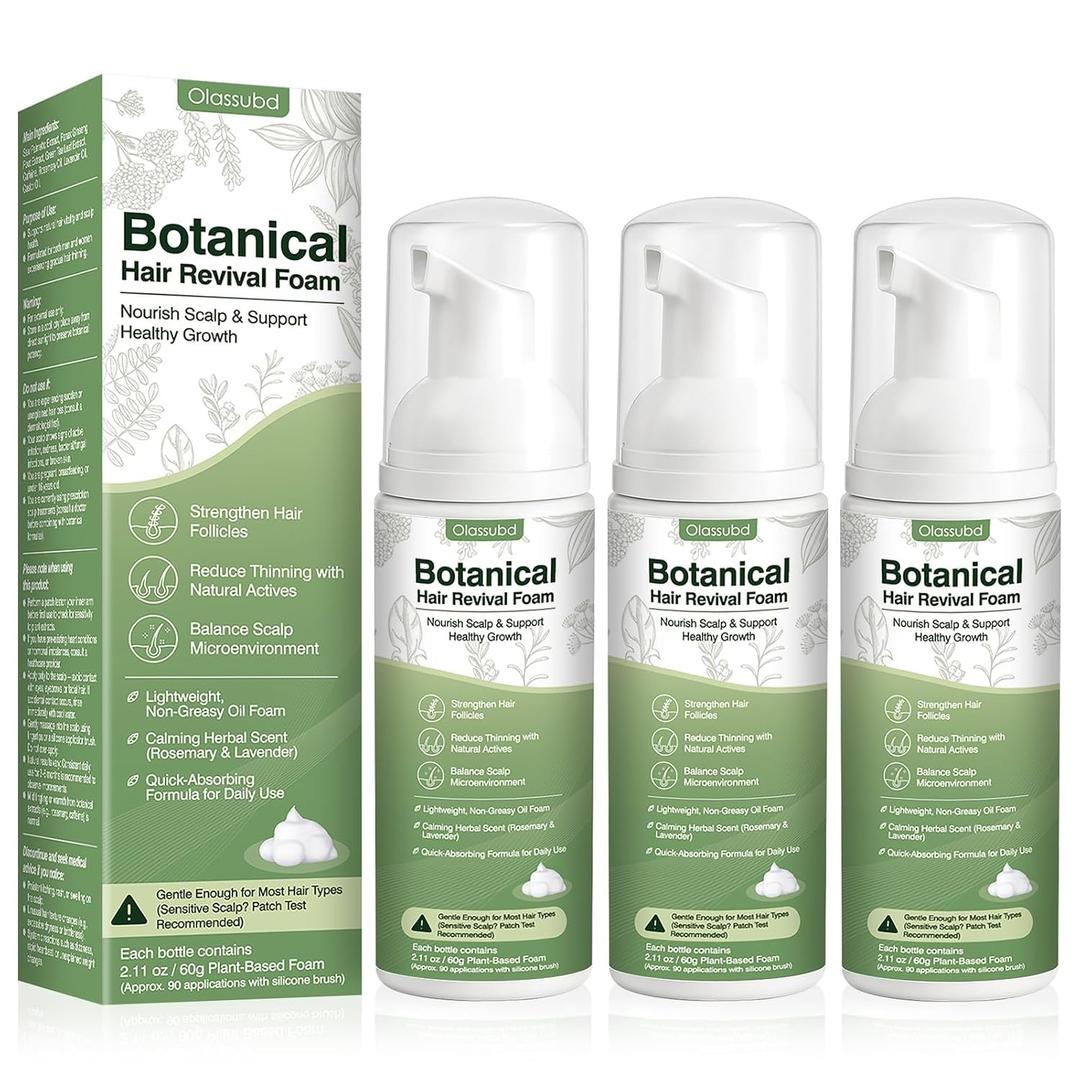 Hair Growth Oil Foam with Rosemary and Castor Oil Vegan Natural Formula for Thinning Hair Organic Plant Based Scalp Treatment Non Greasy Hair Regrowth Support for Men and Women 3 Bottles Each 2.11 oz