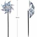 Hausse 10 Pack Reflective Pinwheels with Stakes (Assembly Required), Extra Sparkly Pin Wheel for Garden Decor, Bird Repellent Devices Deterrent to Scare Birds Away from Yard Patio Farm (Silver)