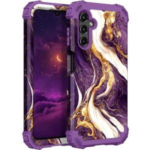Hocase for Galaxy A15 5G Case, Heavy Duty Shockproof Protection Soft Silicone Rubber Bumper+Hard Plastic Hybrid Protective Case for Samsung Galaxy A15 5G (6.5"") 2024 - Midnight Purple