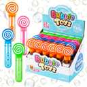 JOYYPOP 24 Pack Mini Bubble Wands Set 4 Colors for Kids Party Favors Bubble Wands Summer Gifts for Boys Girls Themed Birthday Party (Lollipop)