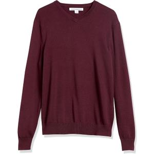 Amazon Essentials Men's V-Neck Pullover Sweater, Burgundy, Small