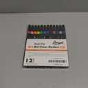 Wet Erase Markers Dual Tip, Lazgol 12 Assorted Colors, Dual Tip Brush & Fine Overhead Transparency Smudge Free Markers for Dry Erase Whiteboard, Refrigerator Calendars, Glass, Films and Any Kind of