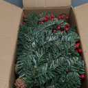 Joiedomi 9Ft Christmas Garland Prelit with Lights, 100 Warm White LED, 27 Pine Cones, 27 Red Berries for Home & Office Christmas Indoor and Outdoor Decorations (Battery Powered, not Included)