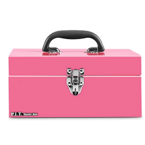 P.I.T. 12 Small Tool Box,Portable Removable Tray Heavy Steel ToolBox with Metal Latch Closure,Blue,Lockable,Mini Tool Case for Household, Warehouse,Tools Storage