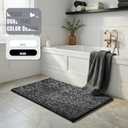 Yimobra Anti-Fatigue Non Slip Bathroom Rugs  Cushioned Dense Elastic Microfiber Bath Mat for Pressure Relief, Comfort for Tired Feet, Soft Absorbent Machine Washable, 36" x 24", Black and White