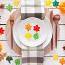 64 Pcs Mini Fall Leaves Vase Filler Miniature Fall Decorations Thanksgiving Tiny Maple Kit Table Scatter Flatback Charms Resin Autumn Maple for DIY Craft Filler Embellishment Decoration Accessories