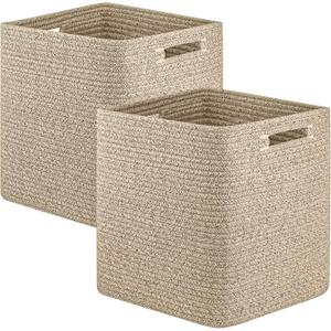 OIAHOMY Storage Cubes, 13 Inch Cube Storage Organizer, Collapsible Storage Bins, Baskets for Organizing, Storage Bins for Shelves-Brown, 2-PACK