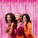 Metallic Tinsel Foil Fringe Curtains Party Photo Backdrop Party Streamers for Galentines Day,Birthday,Graduation,New Year Eve Decorations Wedding Decor (1 Pack, Hot Pink)