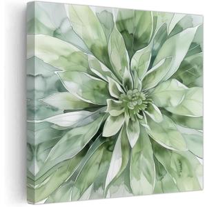 PBXBJY Sage Green Wall Decor Plant Canvas Prints Watercolor Floral Poster Wildflower Picture Botanical Painting Modern Farmhouse Bathroom Kitchen Decor (24.00" x 24.00")