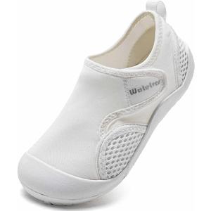 WateLves Wide Toddler Water Shoes Kids Quick Dry Barefoot Shoes Girls Boys Aqua Athletic Sneakers for Beach Hiking Swim Kayak Sport Accessories, Camping Essentials (White, 29)