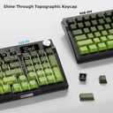 135 Key Gradient Tea Green Topographic PBT Keycaps Set Side Print Doubleshot Shine Through Keycap Cherry Profile Minimalist Style 60% 75% 80% 100% for MX Gateron Gaming Keyboards