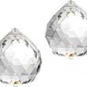 LONGSHENG - SINCE 2001 - Clear Glass Crystal Ball Prism Pendant Suncatcher Chandelier Part 50mm Glass prisms for use as mnemonic Devices Pack of 2 (Clear-2pcs)