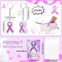 Gerrii 24 Sets Purple Ribbon 3D Fidget Fidget Toy Clicky Stress Relief Clicker Keyboard Keychain with Cards Boost Focus & Calm Anxiety Stress-Relief Gift Gift for Work Office Coworkers Teacher