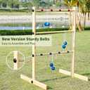 ApudArmis Ladder Toss Game Set, 35x26In Pine Wooden Golf Ladder Lawn Game with 6 Bolos Balls and Carrying Case - Outdoor Backyard Game for Teens Adults FamilyNew Version Sturdy Bolts