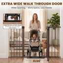 Mumeasy Baby Gate Extra Wide, 29.7-51'' Pressure Mounted Dog Gate with Walk Thru Door, Auto Close Pet Gate for House, Stairs, Doorways,Brown