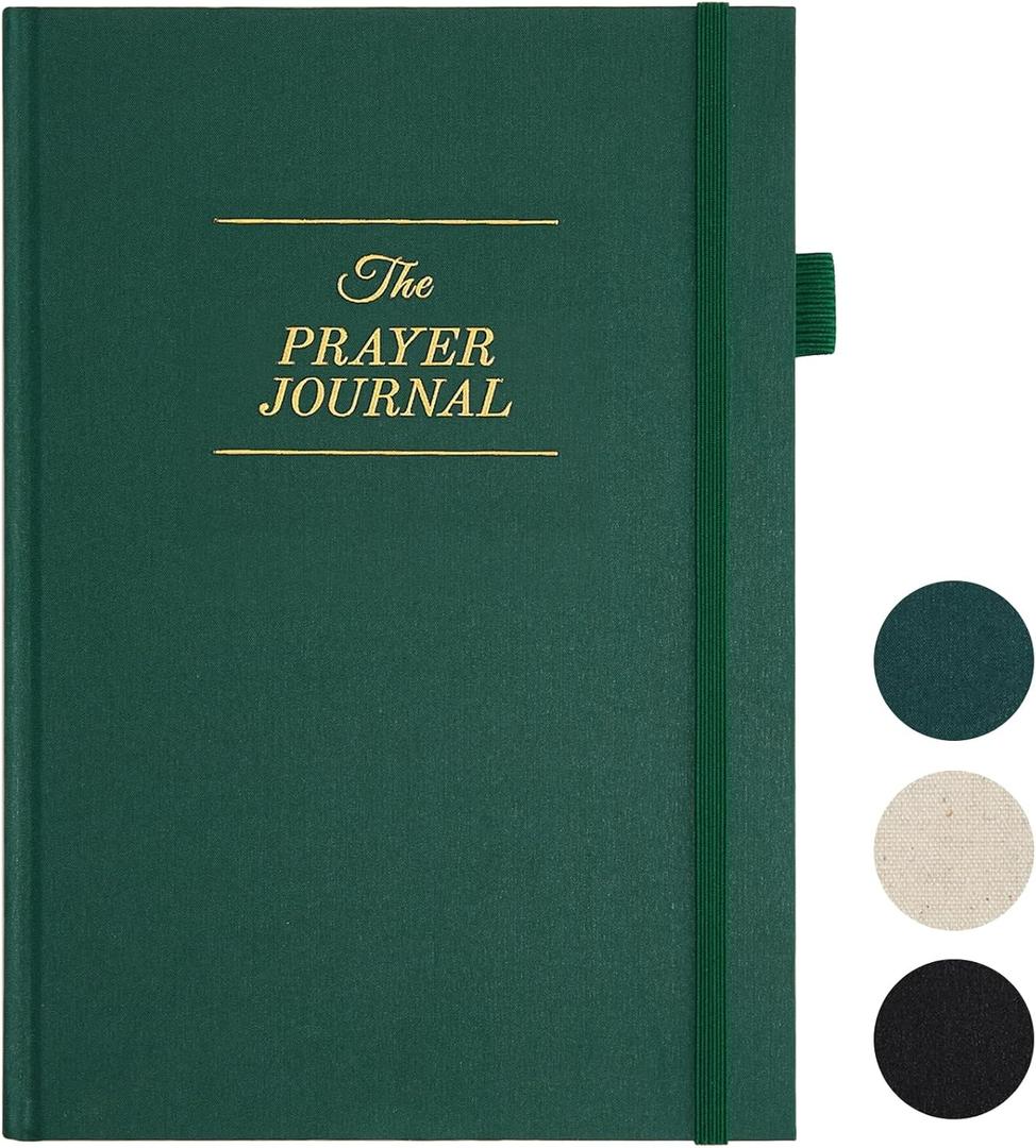 Prayer Journal for Men and Woman - 60 Weeks Bible Journal with Prompts, Verse and Scripture - Devotional Journal for Women and Men, Bible Study Journal for Christians, Pine Green