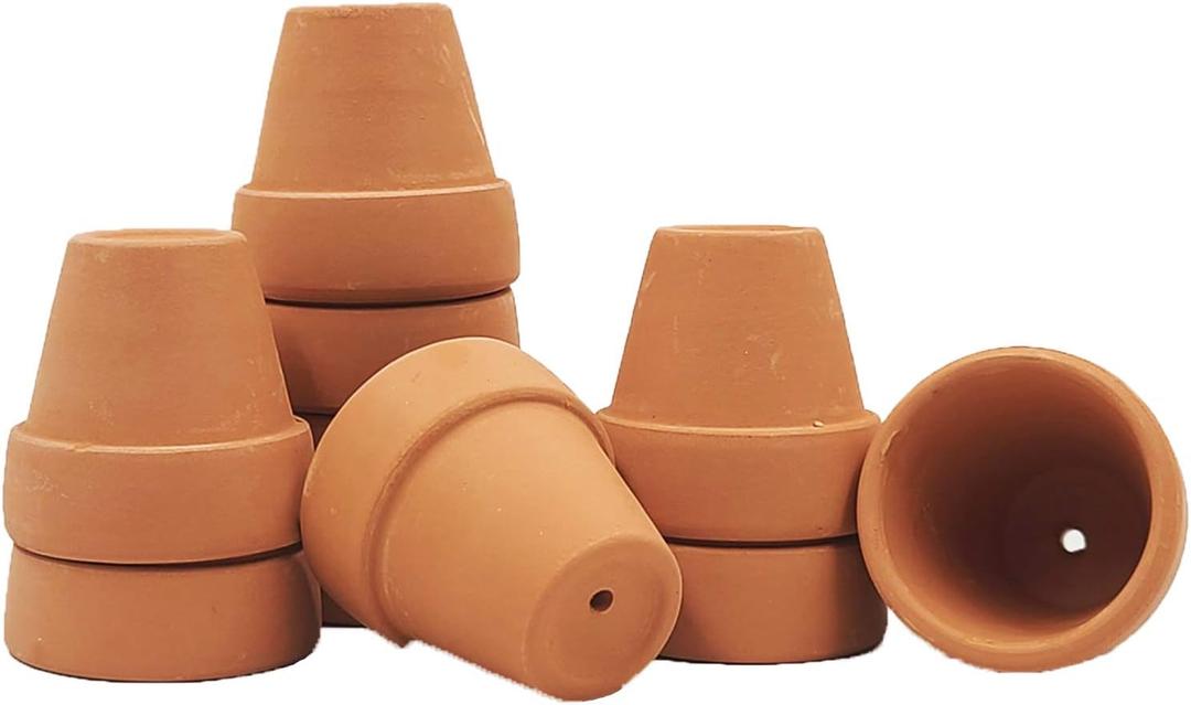 Yishang mini Terracotta Pots with Drainage Holes - 1.5 inches Tiny Clay Nursery Pots for Indoor/Outdoor Mini Plant, DIY Crafts, Wedding Favors(10 Pack)