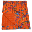 Quilts Indian Cotton Handmade Quilted Blanket Indian Cotton Floral Print Bedspread Kantha Work Bohemian Bed Decor Throw Blanket Twin/King/Queen