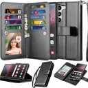 Njjex Galaxy S23 Case, for Samsung Galaxy S23 Wallet Case, [9 Card Slots] PU Leather ID Credit Holder Folio Flip [Detachable] Kickstand Magnetic Phone Cover & Lanyard for Samsung S23 [Black]