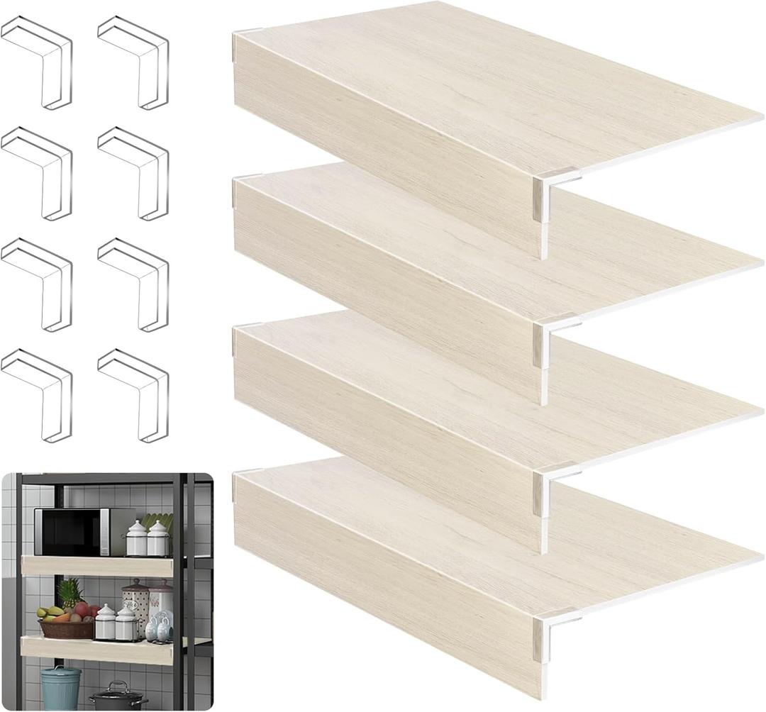 4 Pcs Wire Shelf CoverWire Rack Covers for Shelves, PVC Wood-Look Shelf Liners with Corner Guards for Pantry, Store, Kitchen, Removablet Shelves, Home Organization (24 x 12 Inch, Light Wood)